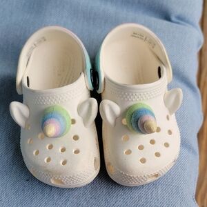 CROCS Kids White Rainbow Unicorn Clogs